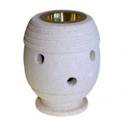 Meditative Moods Round Carved Urn Shaped Sandstone Oil Burner