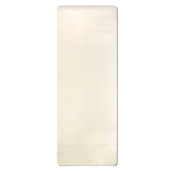 Extra large cream alingment yoga mat showing full length front surface with alignment markings