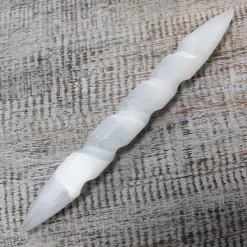 16cm spiral selenite with both ends pointed