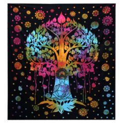 Bodhi Tree multicolour double bedspread and Wall Hanging Full view