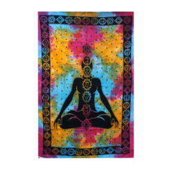 Chakra Meditation multicolour single bedspread and wall hanging