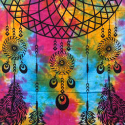 Close up of Design on Dreamcatcher multicolour bedspread and Wall Hanging