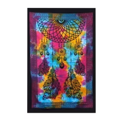 Dreamcatcher multicolour double bedspread and wall hanging full view