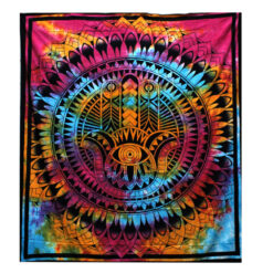 Hamsa multicolour double bedspread and Wall Hanging Full view