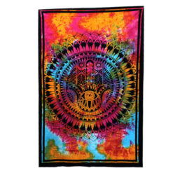 Hamsa multicolour single bedspread and Wall Hanging Full view