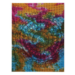 Mandala Elephant multicolour double bedspread and Wall Hanging Full view