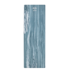 YOOQ PURE Blue Marble Rubber Yoga Mat full length front view showing marble effect