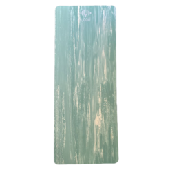 YOOQ PURE Green Marble Rubber Yoga Mat full length front showing marble effect