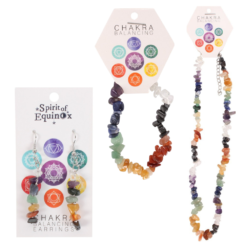 Chipstone chakra necklace bracelet and earrings set