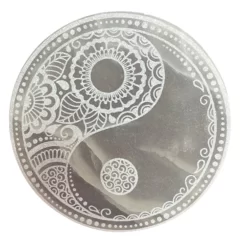 18cm round yin and yang feng shui selenite charging plate